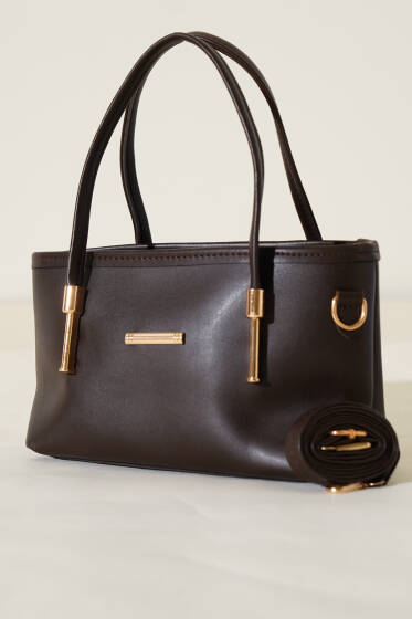 Metal Arma Detaylı Çanta Acı Kahve - Kol Çantası