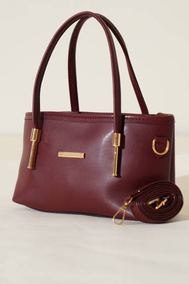 Metal Arma Detaylı Çanta Bordo - Kol Çantası