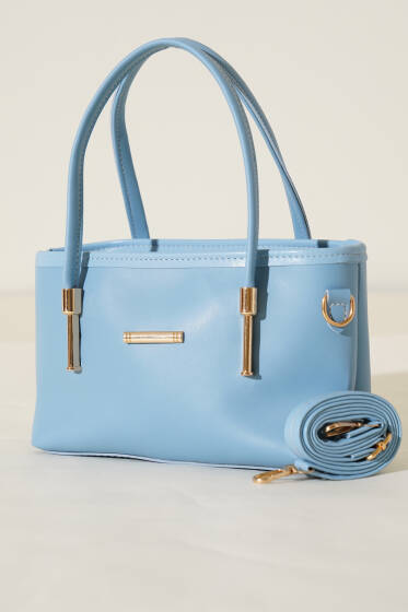 Metal Arma Detaylı Çanta Mavi - Kol Çantası