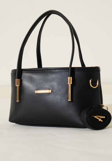 Metal Arma Detaylı Çanta Siyah - Kol Çantası