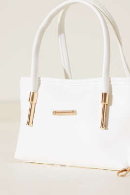 Metal Arma Detaylı El Çantası Beyaz - Kol Çantası