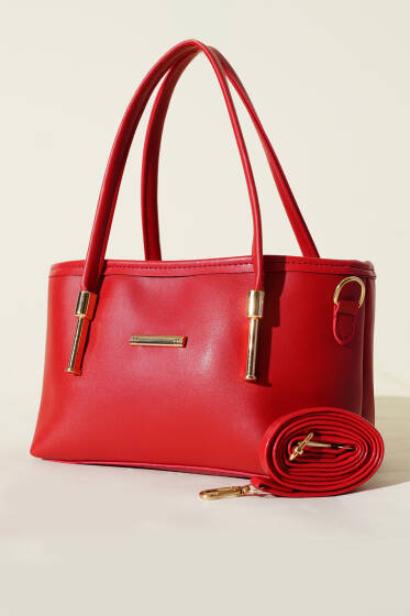 Metal Arma Detaylı El Çantası Kırmızı - Kol Çantası