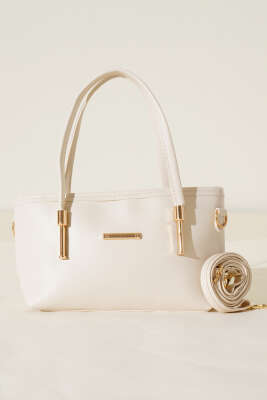 Metal Arma Detaylı El Çantası Krem - Kol Çantası