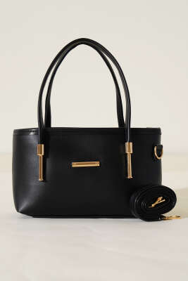 Metal Arma Detaylı El Çantası Siyah - Kol Çantası