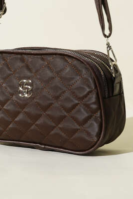 Metal Armalı 3 Bölmeli El Çantası Acı Kahve - Kol Çantası