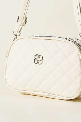 Metal Armalı 3 Bölmeli El Çantası Krem - Kol Çantası