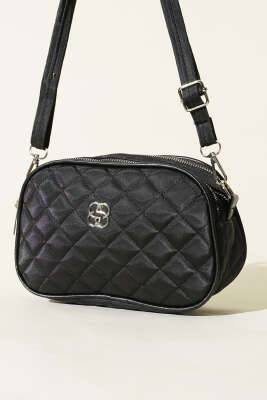 Metal Armalı 3 Bölmeli El Çantası Siyah - GÜZEL ÇANTA