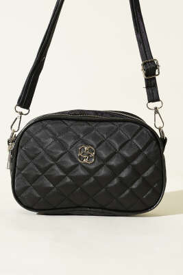 Metal Armalı 3 Bölmeli El Çantası Siyah - Kol Çantası