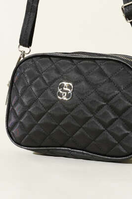 Metal Armalı 3 Bölmeli El Çantası Siyah - Kol Çantası