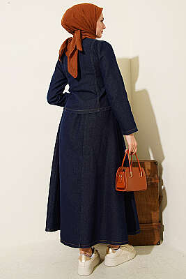 Metal Çıtçıt Düğmeli Etekli İkili Takım Kot - İkili Takım