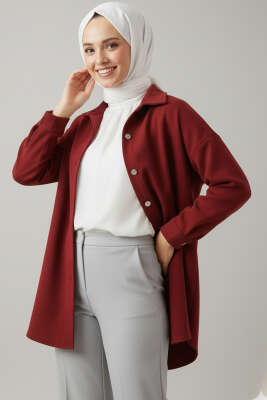 Metal Çıtçıtlı Ceket Bordo - Ceket