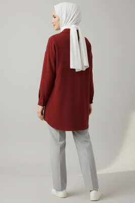 Metal Çıtçıtlı Ceket Bordo - Ceket