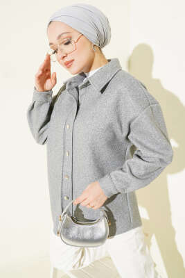 Metal Çıtçıtlı Ceket Füme 