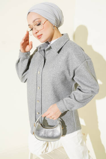 Metal Çıtçıtlı Ceket Füme - Ceket