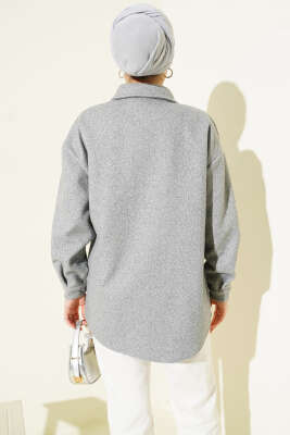 Metal Çıtçıtlı Ceket Füme - Ceket