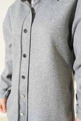 Metal Çıtçıtlı Ceket Füme - Ceket