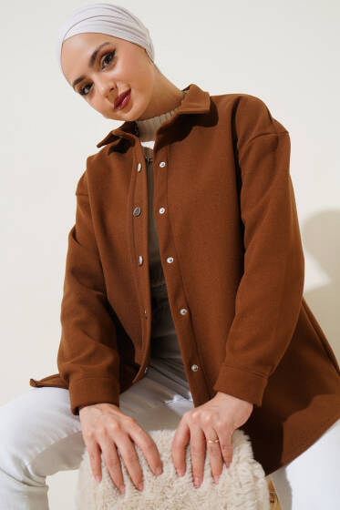 	 Metal Çıtçıtlı Ceket Taba - Ceket