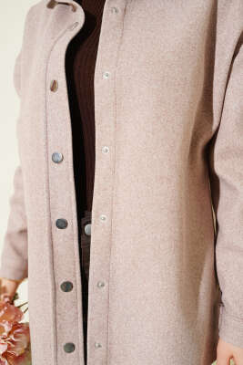 Metal Çıtçıtlı Ceket Vizon - Ceket