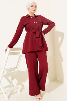 Metal Çıtçıtlı İkili Takım Bordo - DENİZ LIFE