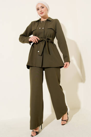 Metal Çıtçıtlı İkili Takım Haki - İkili Takım