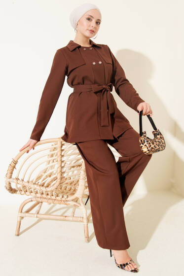 Metal Çıtçıtlı İkili Takım Kahve - İkili Takım