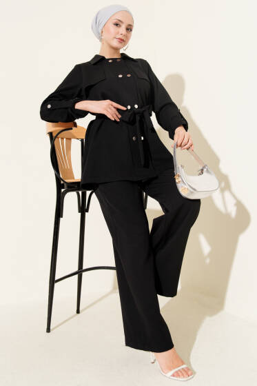 Metal Çıtçıtlı İkili Takım Siyah - İkili Takım