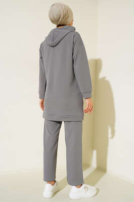 Metal Düğme Detaylı İkili Takım Füme - İKİLİ TAKIM