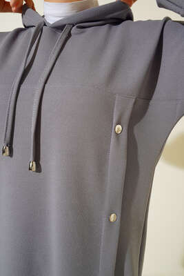 Metal Düğme Detaylı İkili Takım Füme - İKİLİ TAKIM