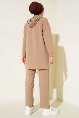 Metal Düğme Detaylı İkili Takım Latte - İKİLİ TAKIM