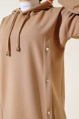 Metal Düğme Detaylı İkili Takım Latte - İKİLİ TAKIM