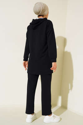 Metal Düğme Detaylı İkili Takım Siyah - İKİLİ TAKIM