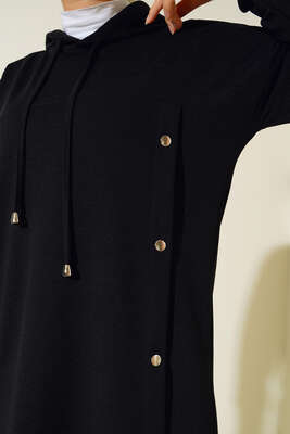 Metal Düğme Detaylı İkili Takım Siyah - İKİLİ TAKIM