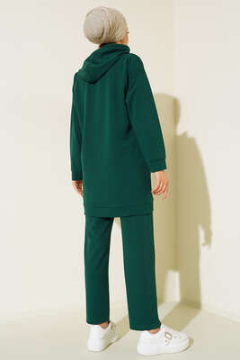 Metal Düğme Detaylı İkili Takım Zümrüt Yeşili - İKİLİ TAKIM