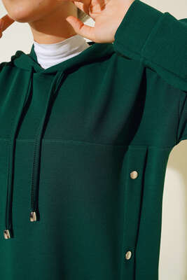 Metal Düğme Detaylı İkili Takım Zümrüt Yeşili - İKİLİ TAKIM