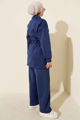 Metal Düğmeli Bel Tünelli Scuba İkili Takım Lacivert - İkili Takım