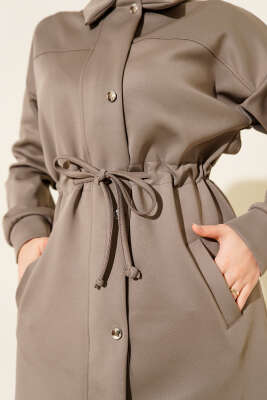 Metal Düğmeli Bel Tünelli Scuba İkili Takım Vizon - İkili Takım