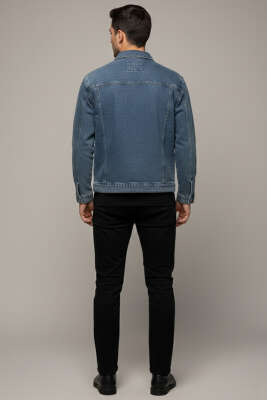 Metal Düğmeli Cepli Kot Erkek Ceket Mavi - Erkek Ceket