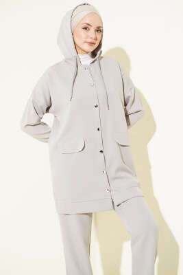 Metal Düğmeli Dabıl İkili Takım Gri - İkili Takım