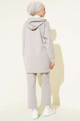 Metal Düğmeli Dabıl İkili Takım Gri - İkili Takım