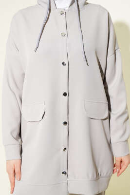 Metal Düğmeli Dabıl İkili Takım Gri - İkili Takım