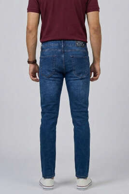 Metal Düğmeli Dar Paça Erkek Kot Pantolon Mavi - Erkek Jean