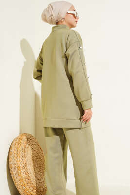 Metal Düğmeli Fermuarlı Scuba İkili Takım Çağla Yeşili - Scuba Ürünler