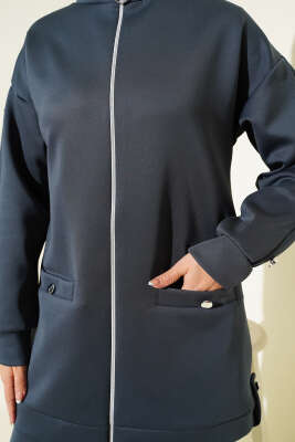 Metal Düğmeli Fermuarlı Scuba İkili Takım Füme - Scuba Ürünler