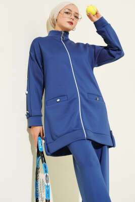 Metal Düğmeli Fermuarlı Scuba İkili Takım Lacivert - Scuba Ürünler