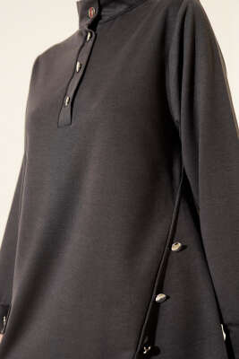 Metal Düğmeli İki İplik İkili Takım Füme - İkili Takım