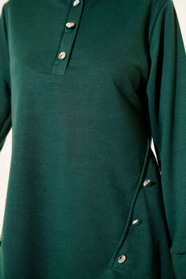 Metal Düğmeli İki İplik İkili Takım Zümrüt - İkili Takım