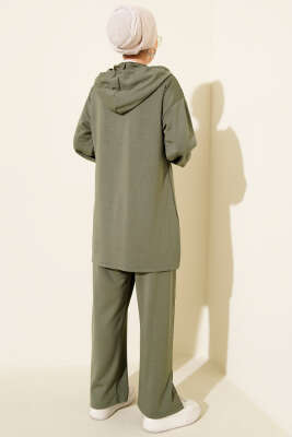 Metal Düğmeli Kapüşonlu Loyşa İkili Takım Çağla Yeşili - İkili Takım