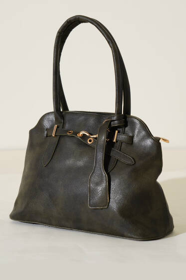 Metal Kancalı Çanta Haki - Kol Çantası