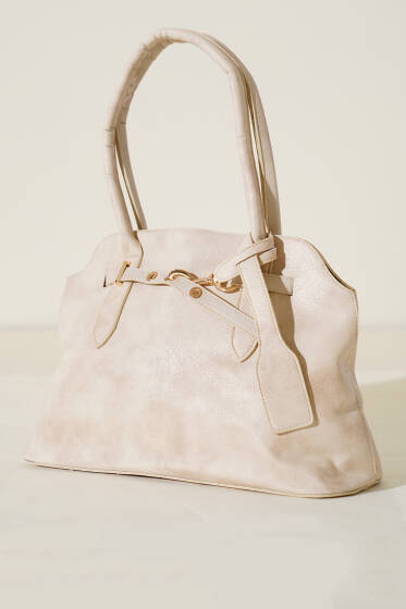 Metal Kancalı Çanta Krem - Kol Çantası