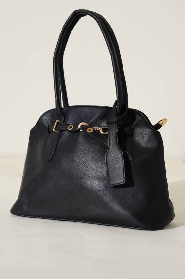 Metal Kancalı Çanta Siyah - Kol Çantası